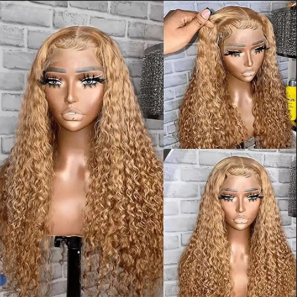 Curly Hair Honey Blonde Wig Human Hair 13X6 Hd Lace Frontal Wig 13X4 Deep Wave 30 Inch Lace Front Preplucked Brazilian Wigs