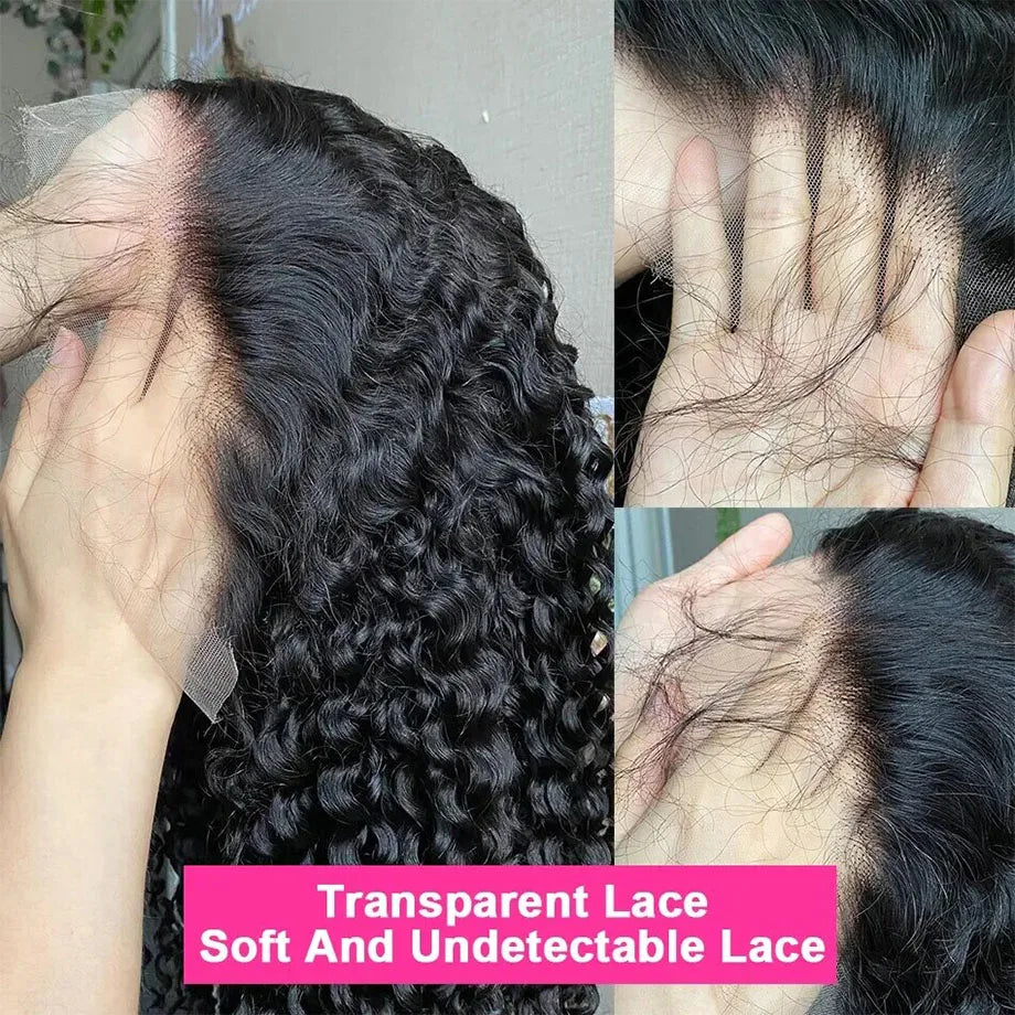 250 Density Curly Lace Front Human Hair Wigs Hd Lace 30 Inches 13x4 Lace Frontal Wig Water Wave Brazilian Pre Plucked For Women