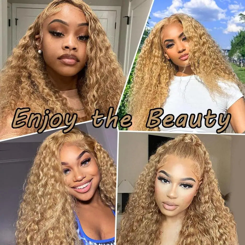 Curly Hair Honey Blonde Wig Human Hair 13X6 Hd Lace Frontal Wig 13X4 Deep Wave 30 Inch Lace Front Preplucked Brazilian Wigs