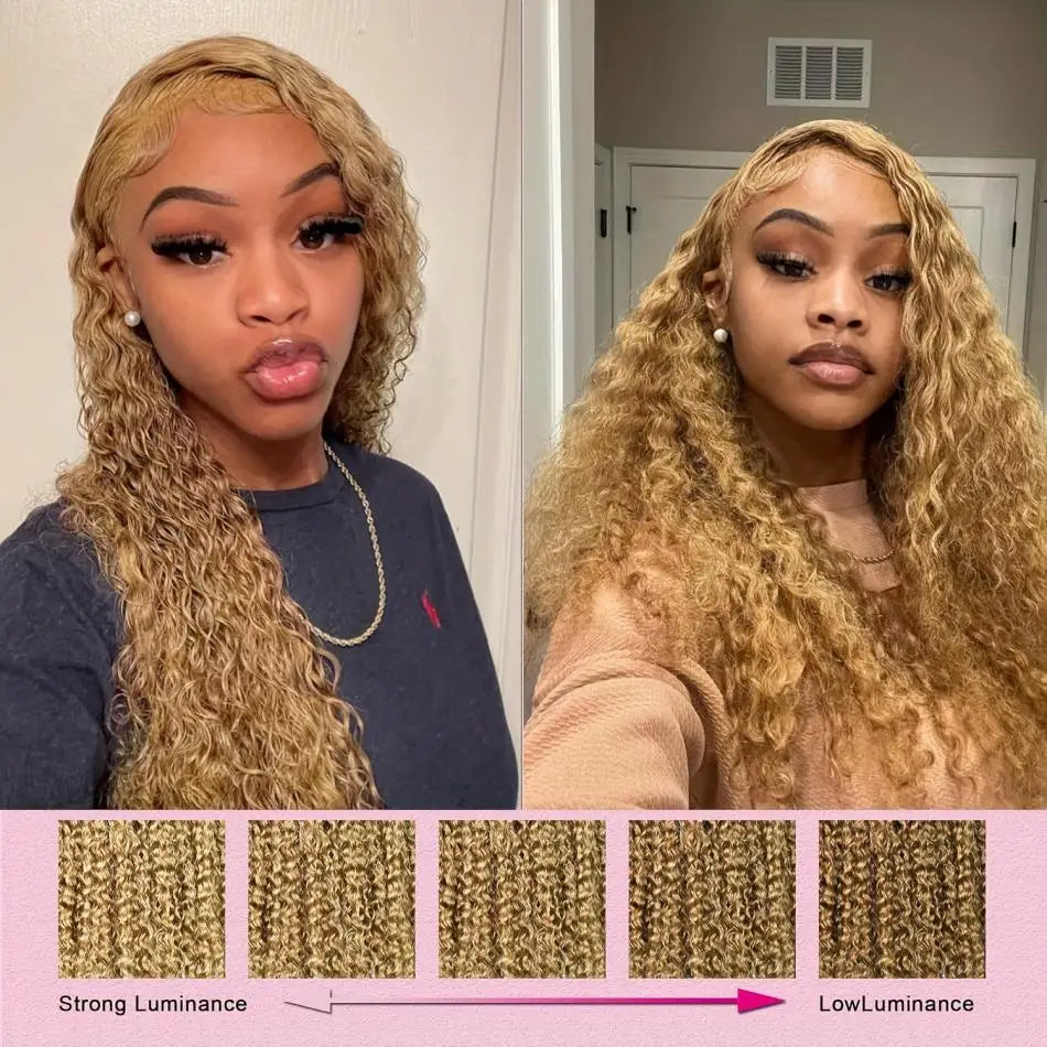 Curly Hair Honey Blonde Wig Human Hair 13X6 Hd Lace Frontal Wig 13X4 Deep Wave 30 Inch Lace Front Preplucked Brazilian Wigs