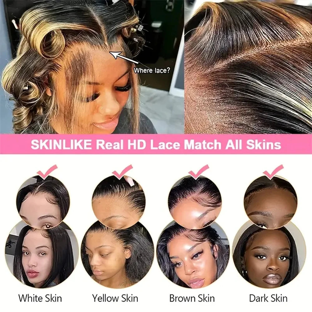 Deep Wave Short Bob Wigs Human Hair 13x4 Highlight 4/27 Honey Blonde Hair Lace Front Wig Curly Virgin Human Hair For Black Women