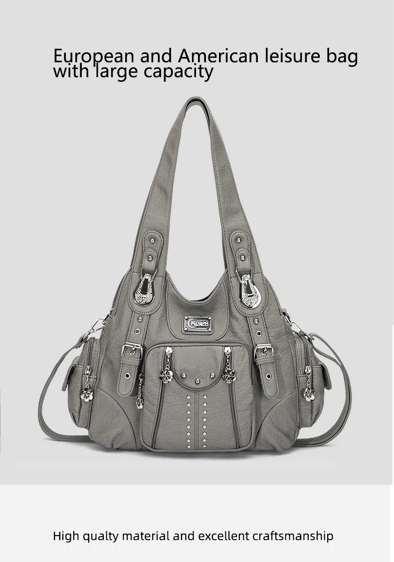 Angelkiss Bag Women Fashion Handbags Women Shoulder Bags PU Leather Handbag Female Satchel Big Shoulder Purse Bag bolsa feminina