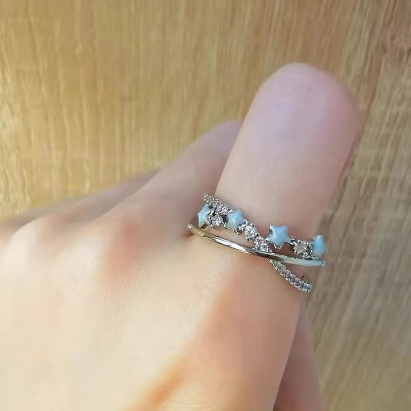 Fashion Irregular Star Rings For Women Girls Sweet Cool Rings Versatile Adjustable Opening Rings Jewelry Accessories Gifts