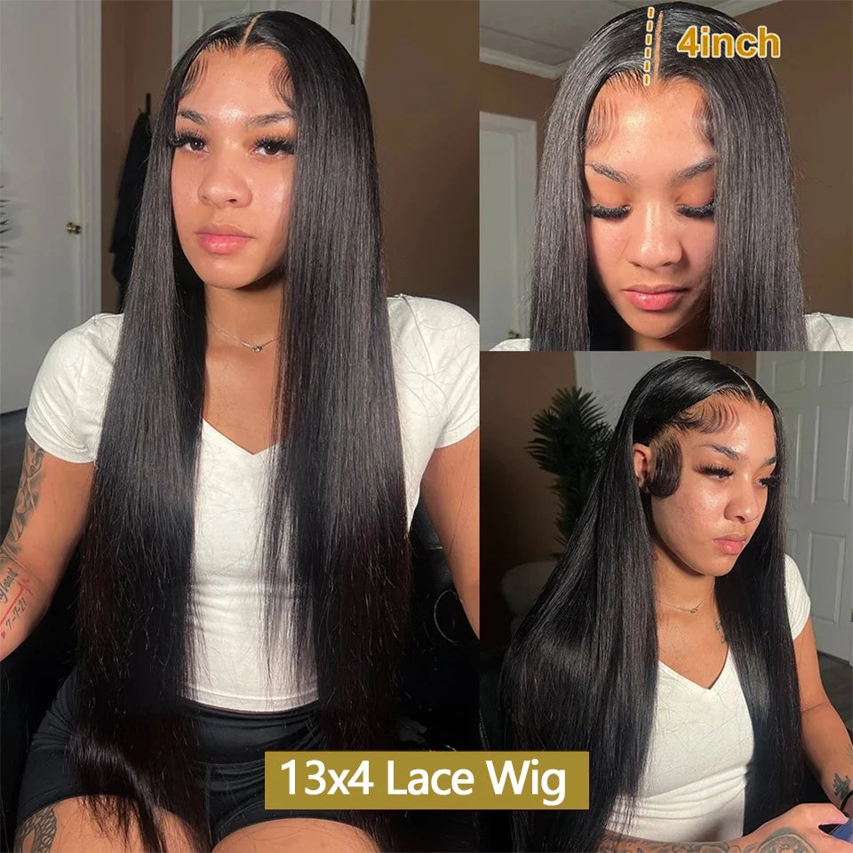 Bone Straight Human Hair Wigs For Women 13x6 HD Transparent Lace Closure Wig Pre Plucked With Baby Hair 4x4 360 Lace Frontal Wig