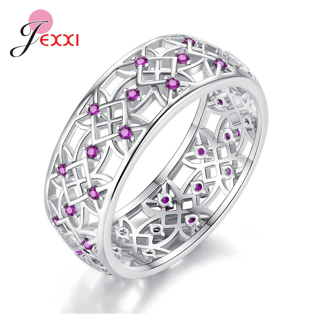 Fashion Retro Wide Finger Rings 925 Sterling Silver Statement Rings For Women/Girls Bohemia Style Hollow Out Ring Drop Shipping
