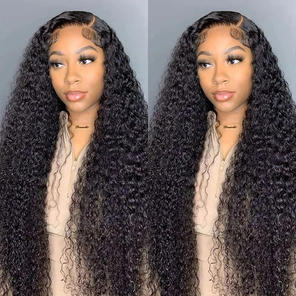 Deep Wave Human Hair Wig 13x4 4x4 Water Wave Transparent Lace Frontal Brazilian Virgin Pre Plucked 180% Density For Women