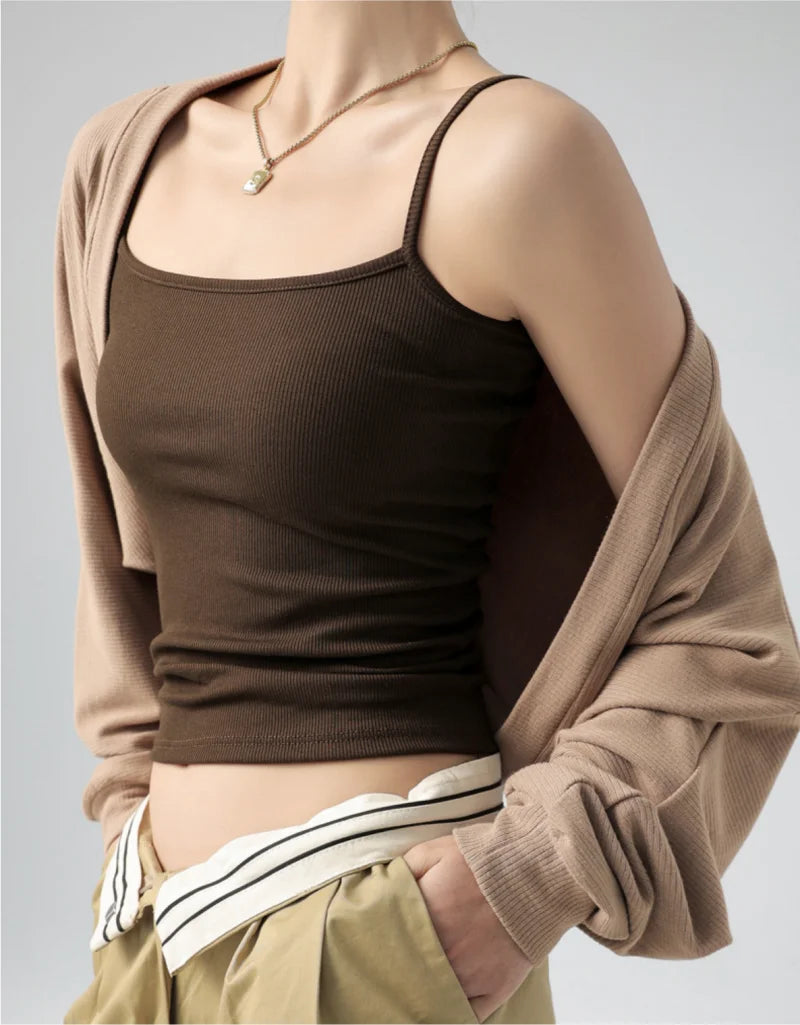 Hot New Solid Color Sexy Tank Tops Soft Spaghetti Strap Crop Tops Summer Casual Camisole Sleeveless Basic Vest Summer Women Tops