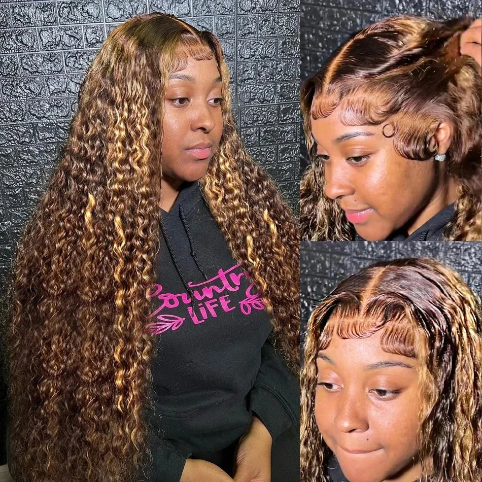Highlight Wig Human Hair Deep Wave Frontal Wig 13x4 Water Wave Curly Lace Front Human Hair Wig For Women Colored Lace Wig