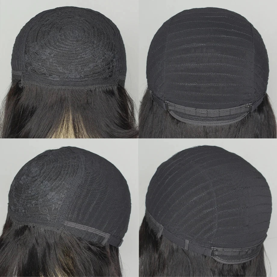 100% Human Hair Wig With Bangs Brazilian Straight Bangs Bob Wigs Full Machine Made Wig For Women Short Bob Wigs