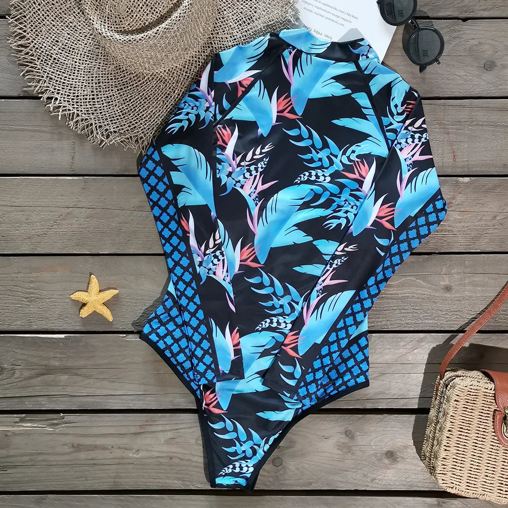 Sexy Women Swimsuit 2025 Bikinis Set Long Sleeve Swimwear Surfing Two Piece Swimsuit Tankini Swimming Bathing Suit Beach Wear