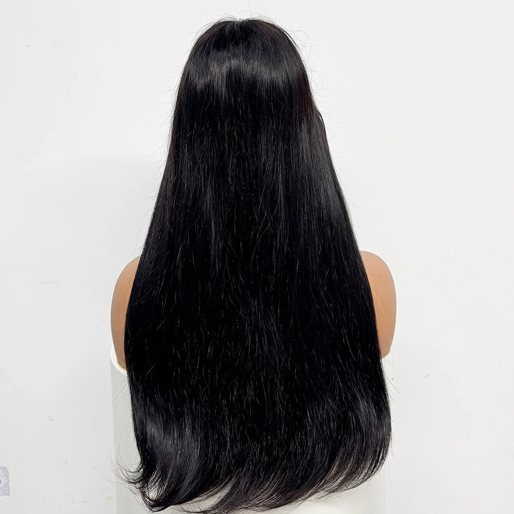 280% Density Straight Human Hair Wig With Bangs 100% Human Hair Wig 1x3 Lace Bang Straight Wig for Black Girl Women
