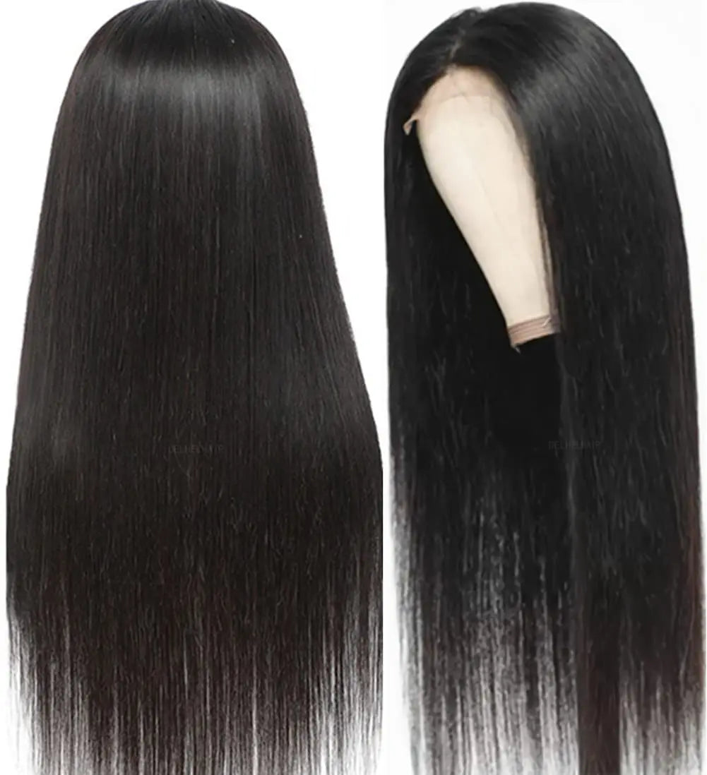 180% Density Natural Straight Human Hair Wig 13x6 HD Lace Frontal Wig Pre Plucked 28Inch Remy Straight Human Hair Wig For Women