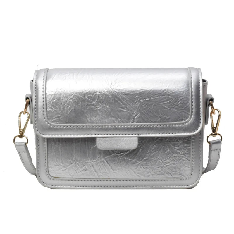 2025 New Fashion Glossy Square Bag for Women, Minimalist Versatile Shoulder Bag Crossbody Purse, Office Commuter Handbag, Trendy