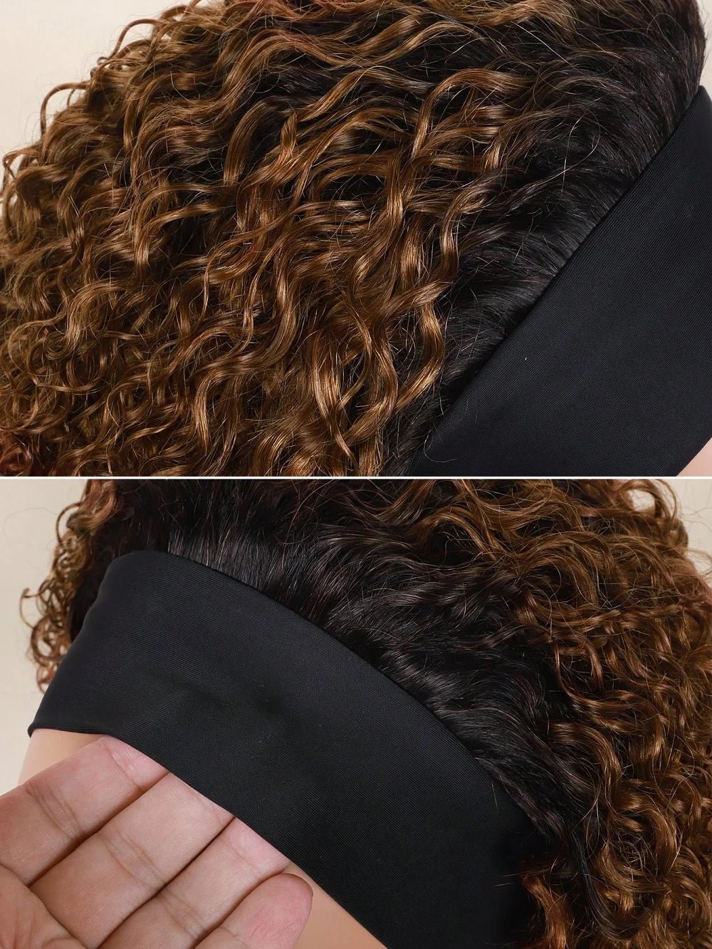 Short Curly Wig Kinky Curly Headband Wigs Human Hair For Women OT30 Color Full Machine Made Bob Wig Brazilian Human Hair Wig