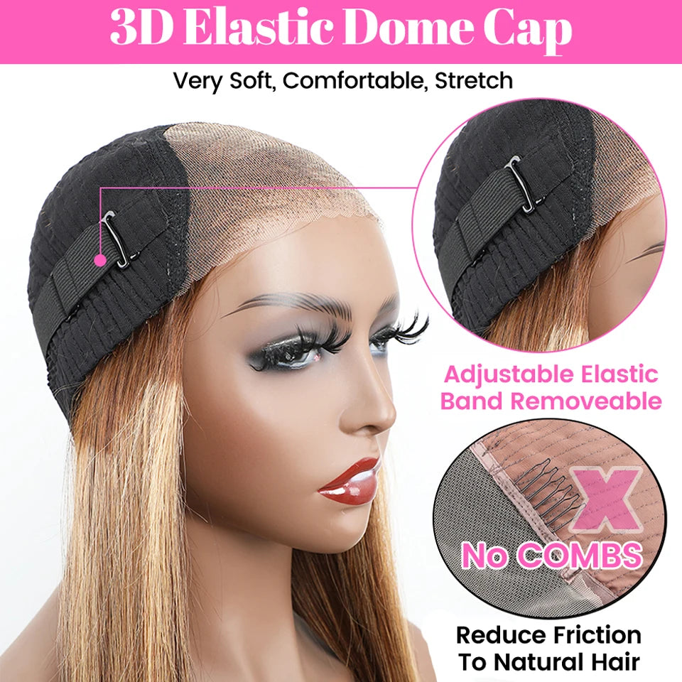 Wear And Go Glueless Human Hair ISEE Brazilian Straight Highlight Wig 6x4 HD Lace Glueless Preplucked Human Wigs Ready To Go