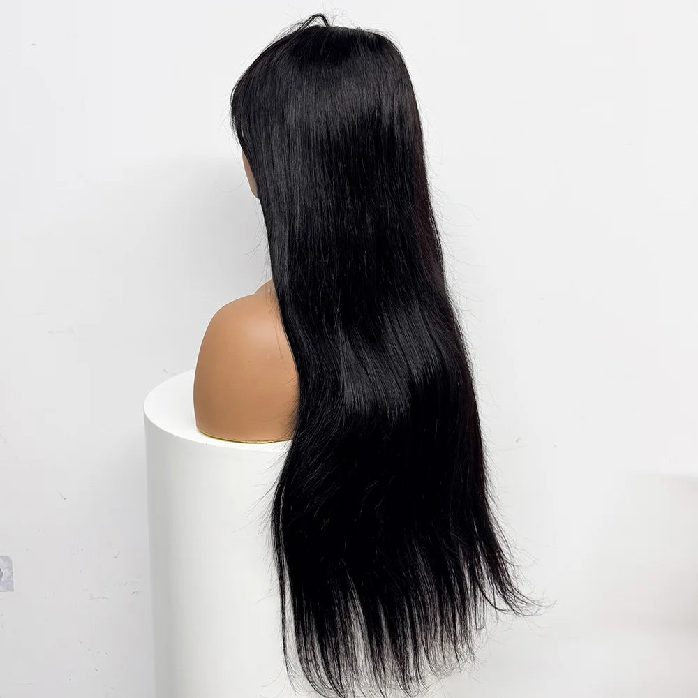280% Density Straight Human Hair Wig With Bangs 100% Human Hair Wig 1x3 Lace Bang Straight Wig for Black Girl Women