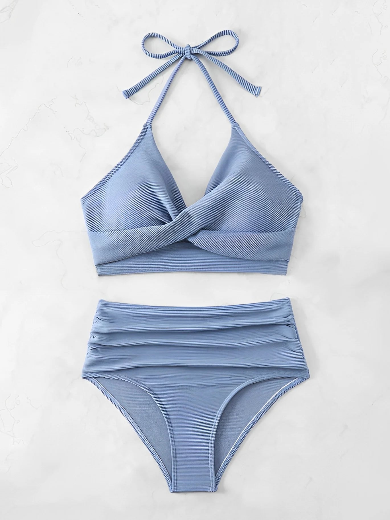 Sexy High Waist Bikini 2025 Women Halter Swimwear Female Swimsuit Solid Bathers Swimming Bathing Swim Suit Summer Beachwear