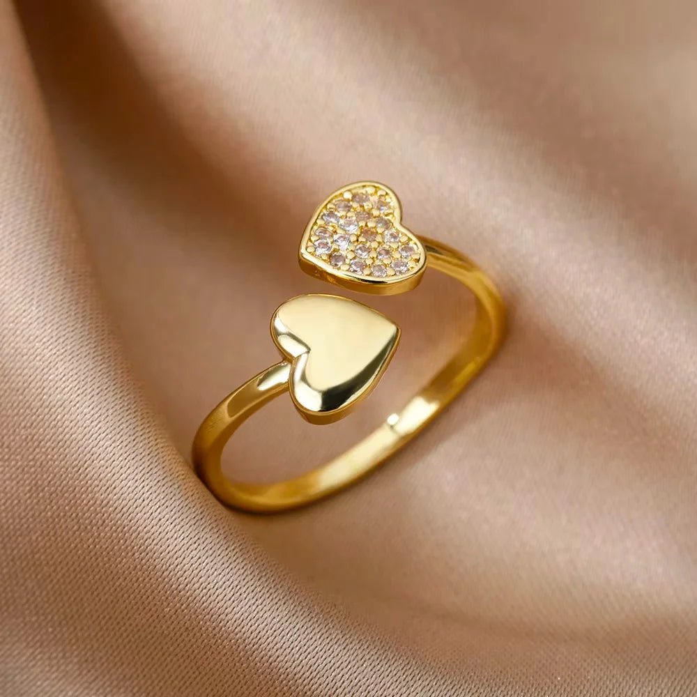 2025 Fashion Geometry Flower Rings For Women Gold Color Stainless Steel Finger Ring Trend Luxury Boho Aesthetic Jewelry
