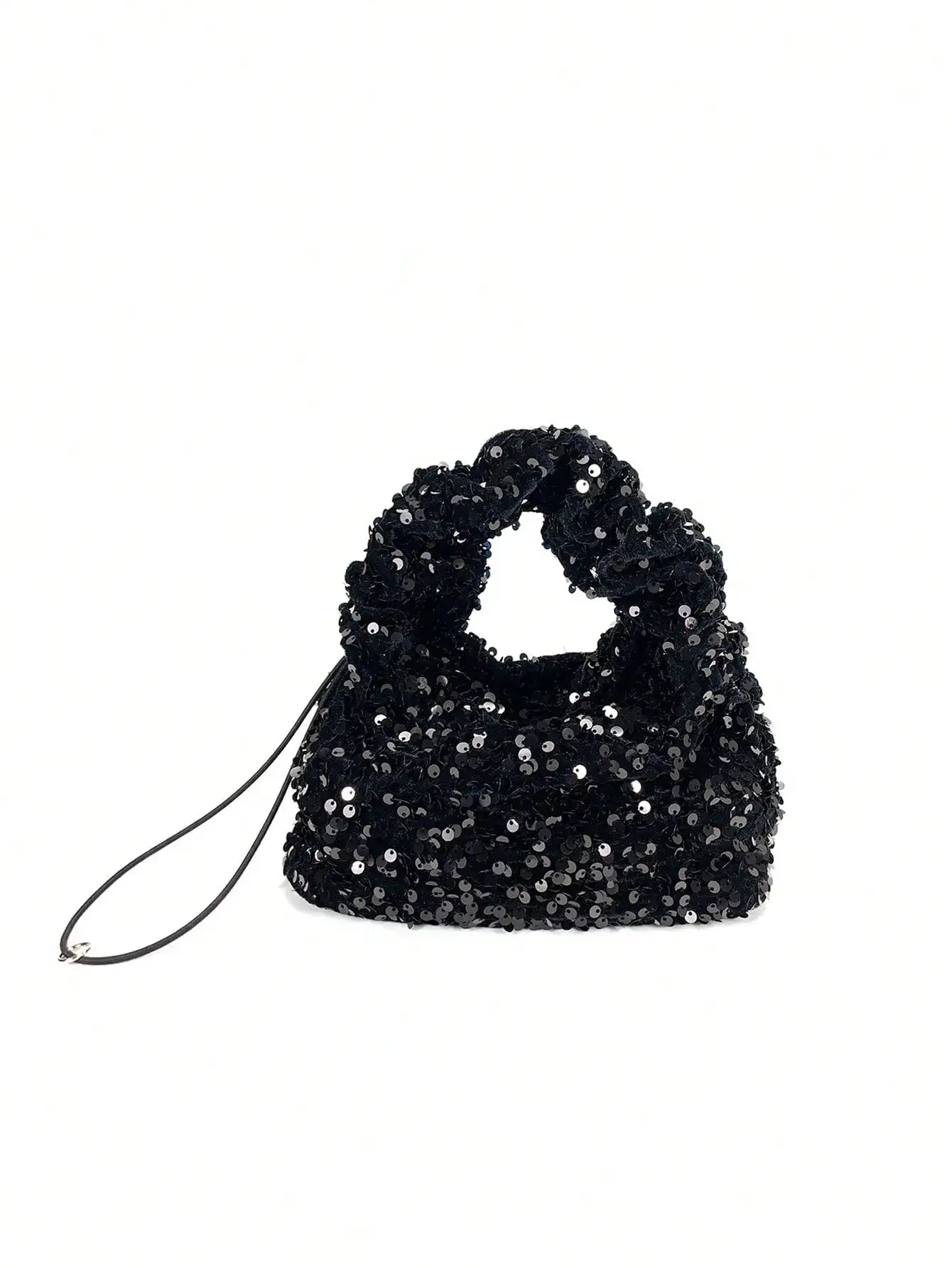 Fashionable blingbling handbag 2024 new fashion handbag black sequined handbag for women silver sequined shoulder armpit bag