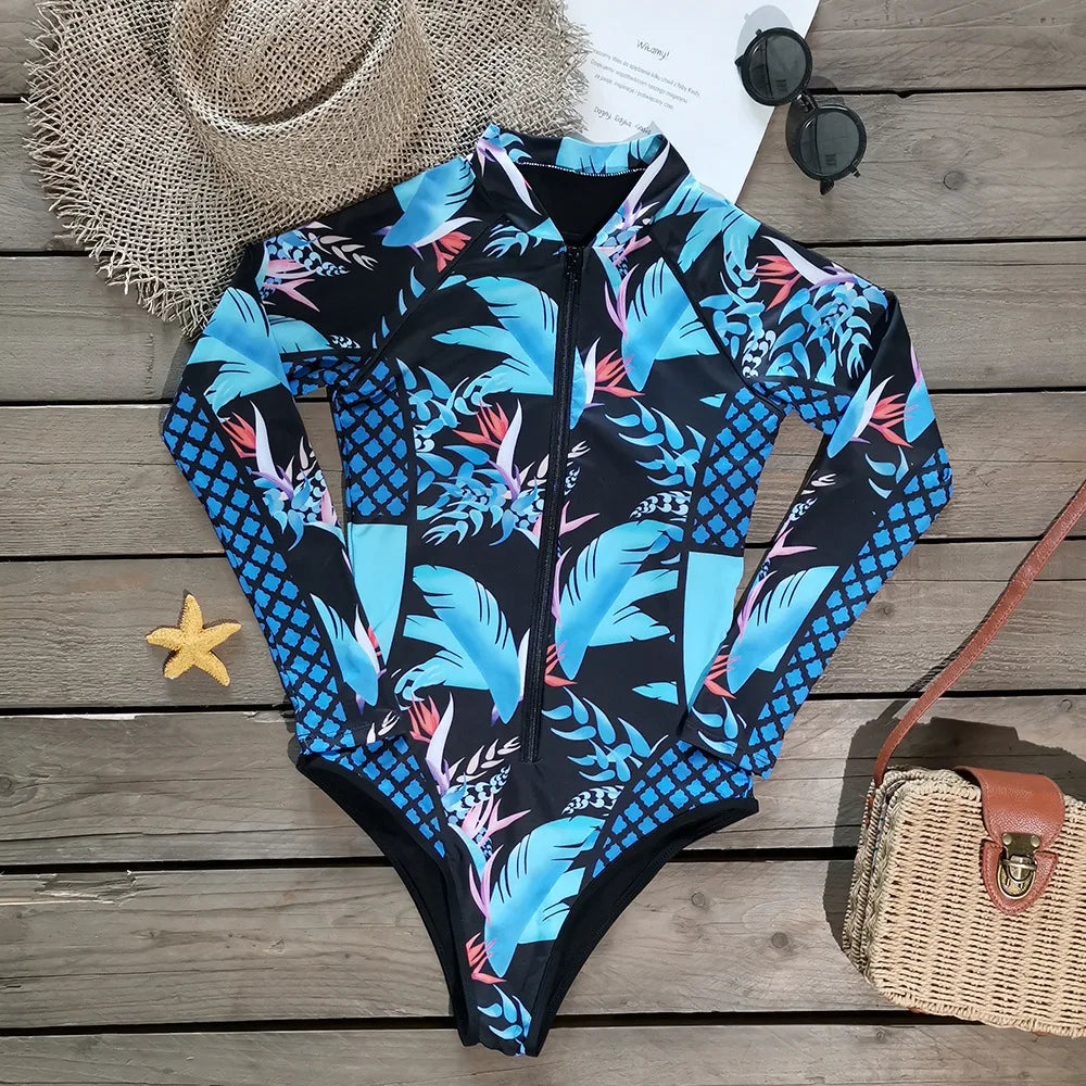 Sexy Women Swimsuit 2025 Bikinis Set Long Sleeve Swimwear Surfing Two Piece Swimsuit Tankini Swimming Bathing Suit Beach Wear