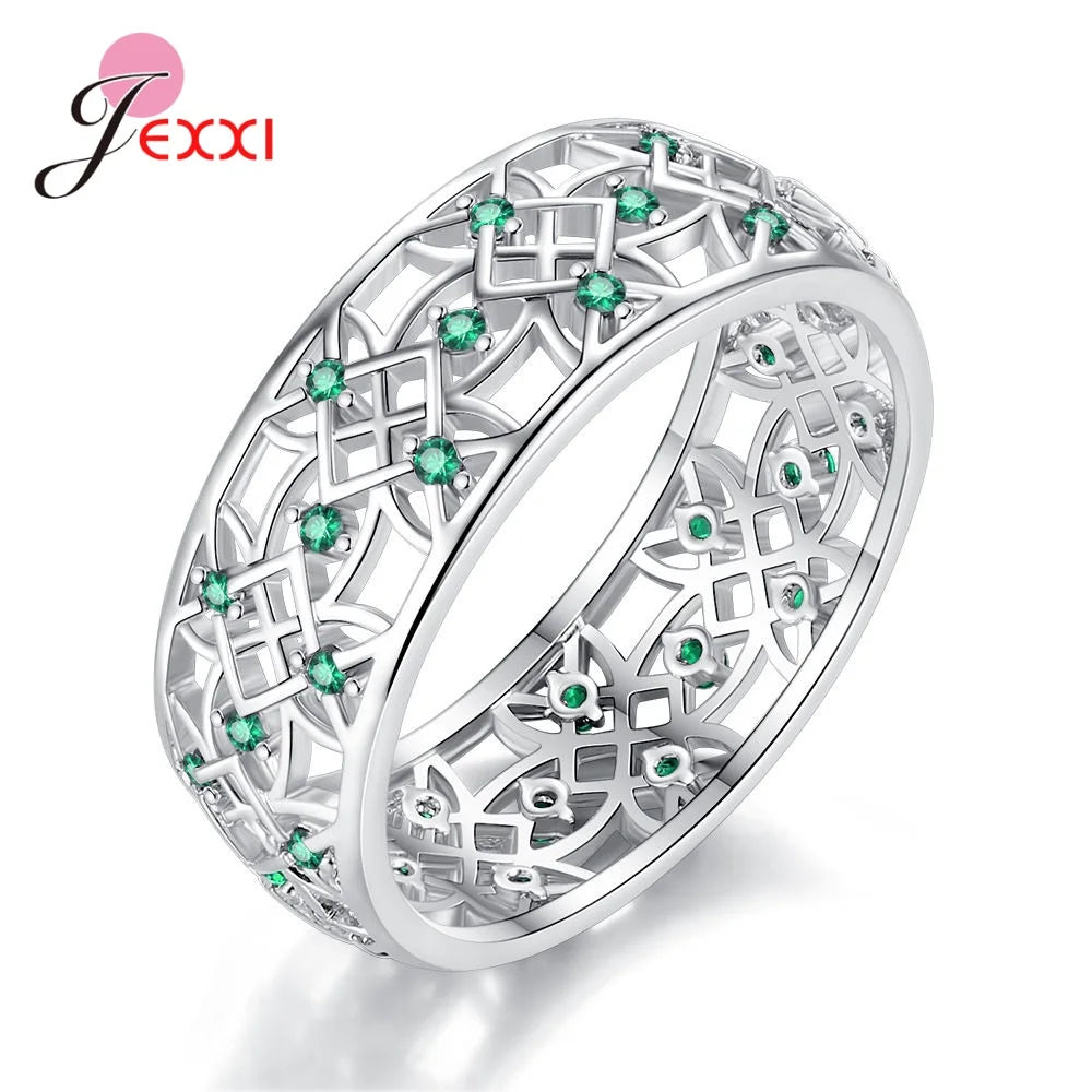 Fashion Retro Wide Finger Rings 925 Sterling Silver Statement Rings For Women/Girls Bohemia Style Hollow Out Ring Drop Shipping
