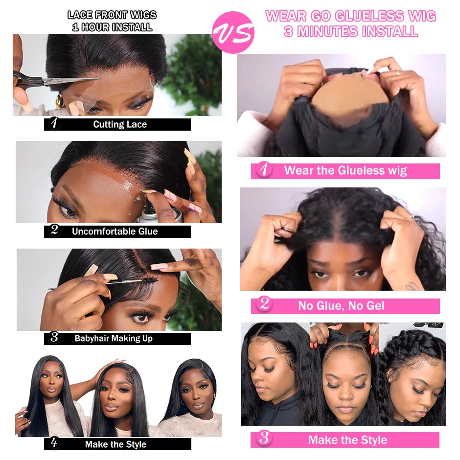 Wear And Go Glueless Human Hair Brazilian Straight Highlight Wig 4x4 HD Lace Glueless Preplucked Human Wigs Ready To Go