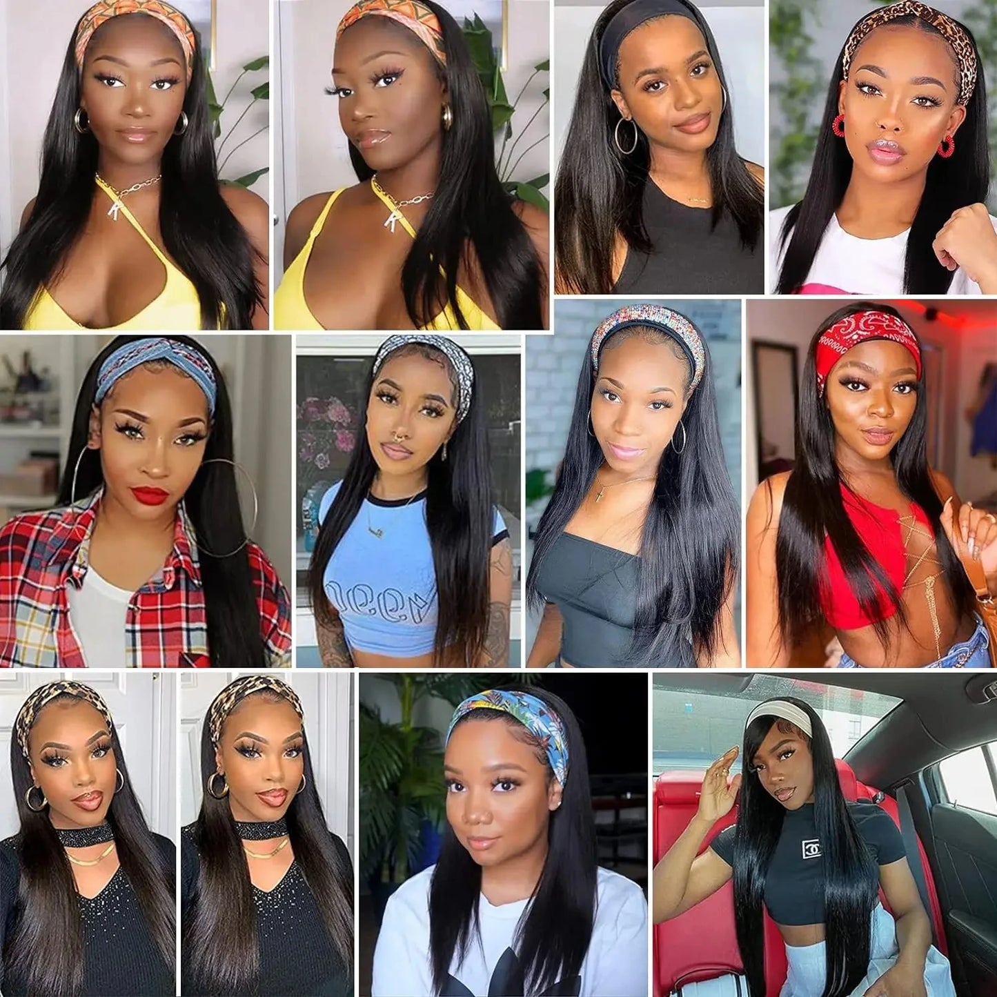 Straight Headband Human Hair Wig Straight Headband Wigs Human Hair Brazil Full Machine Made Wig On Sale 180% Density