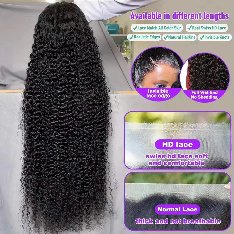 Curly 13x6 HD 300% 30 40 Inch Deep Wave Lace Front Human Hair Wigs 5x5 Glueless Closure Ready To Wear Wig 13x4 Lace Frontal Wig