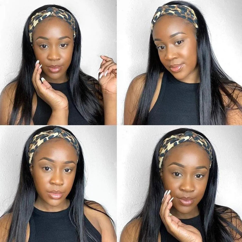 Brazilian Human Hair Wig Bone Straight Headband Wigs Human Hair For Women Full Machine Made Wigs Human Hair Lazy Gilrs Friendly