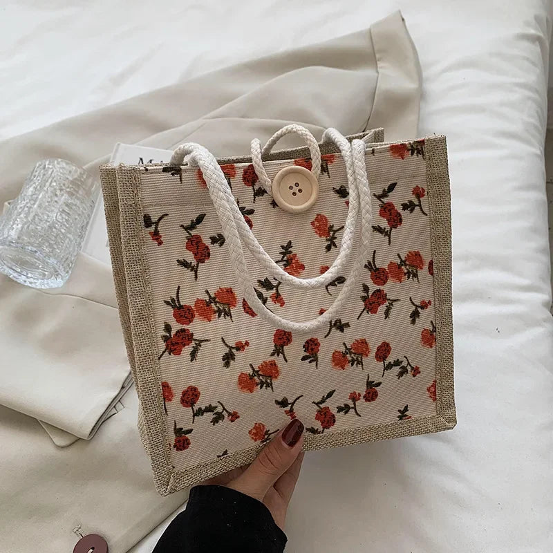 2025 Linen Bags Handbag For Women Shopper Tote Bag Fashion Designer Bag Convenient Large-capacity For Travel Grocery Bag