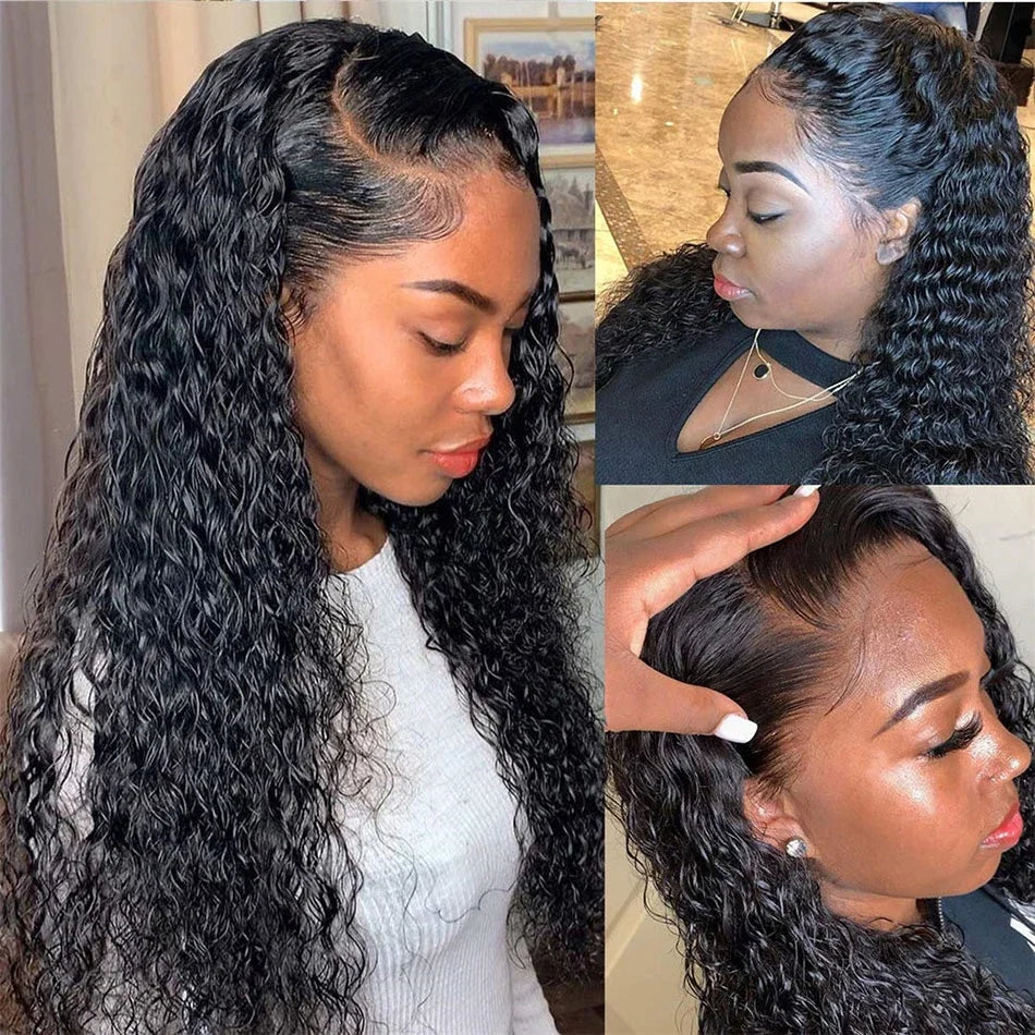 13x6 HD Transparent Lace Front Water Curly Wave Human Hair Wigs 40 Inch Long Jerry Curly Human Hair Frontal Wigs For Women