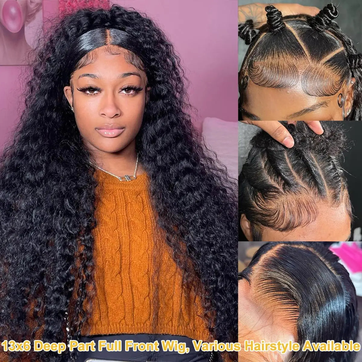 Deep Wave Lace Front Wigs Human Hair 13x6 13x4 HD Lace Frontal Wigs Human Hair 34inch Pre Plucked Water Curly Wave Wig For Women