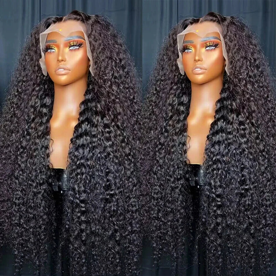 Deep Wave Human Hair Wig 13x4 4x4 Water Wave Transparent Lace Frontal Brazilian Virgin Pre Plucked 180% Density For Women