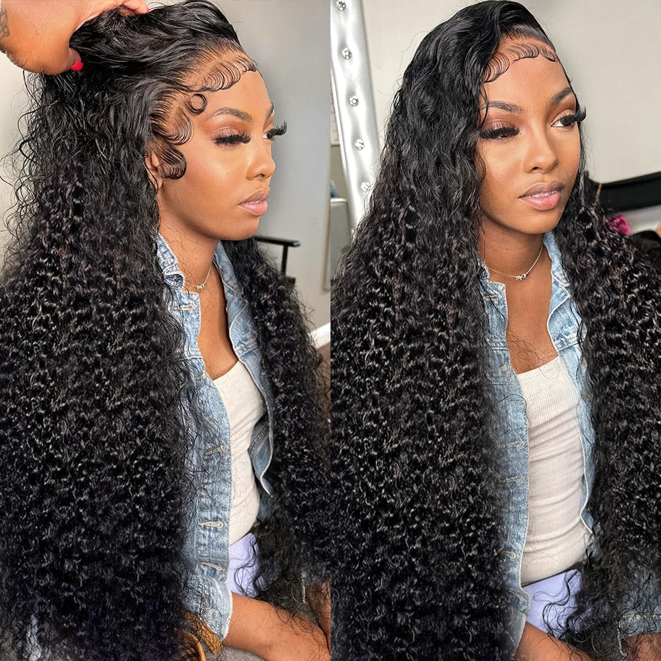 Hd Transparent Deep Wave Frontal Wig 13x6 Hd Lace Curly Lace Front Human Hair Wigs For Women Wet And Wavy 4x4 Water Closure Wig
