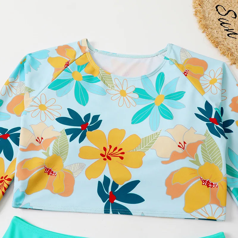 Sexy Women Swimsuit 2025 Bikinis Set Long Sleeve Swimwear Surfing Two Piece Swimsuit Tankini Swimming Bathing Suit Beach Wear