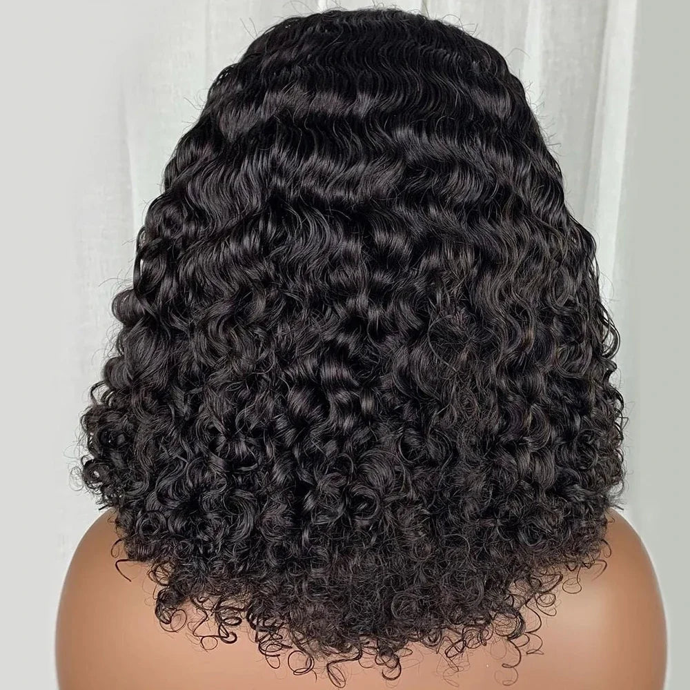 Wear And Go 13x4 Deep Wave Human Hair Short Bob Wigs For Women Ready To Go Glueless Kinky Curly Lace Front Wig Pre Cut No Lace