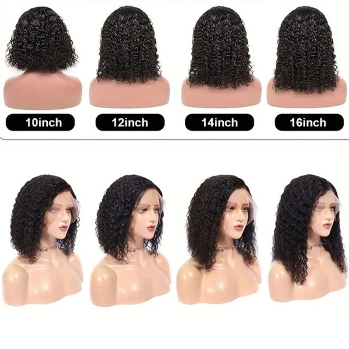 Deep Wave 180% Density Pre-Plucked Side Part Short Bob 13*4 Lace Frontal Brazilian Virgin Human Hair Wigs For Black Woman