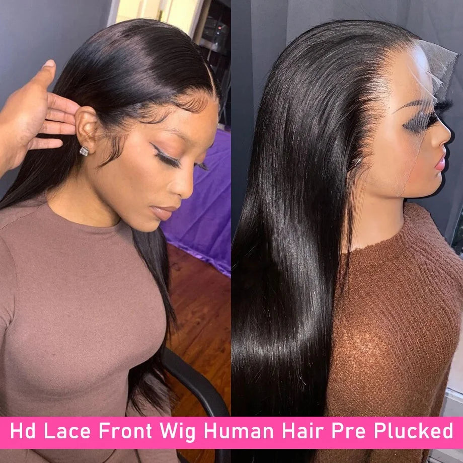 Bone Straight Human Hair Wigs For Women 13x6 HD Transparent Lace Closure Wig Pre Plucked With Baby Hair 4x4 360 Lace Frontal Wig