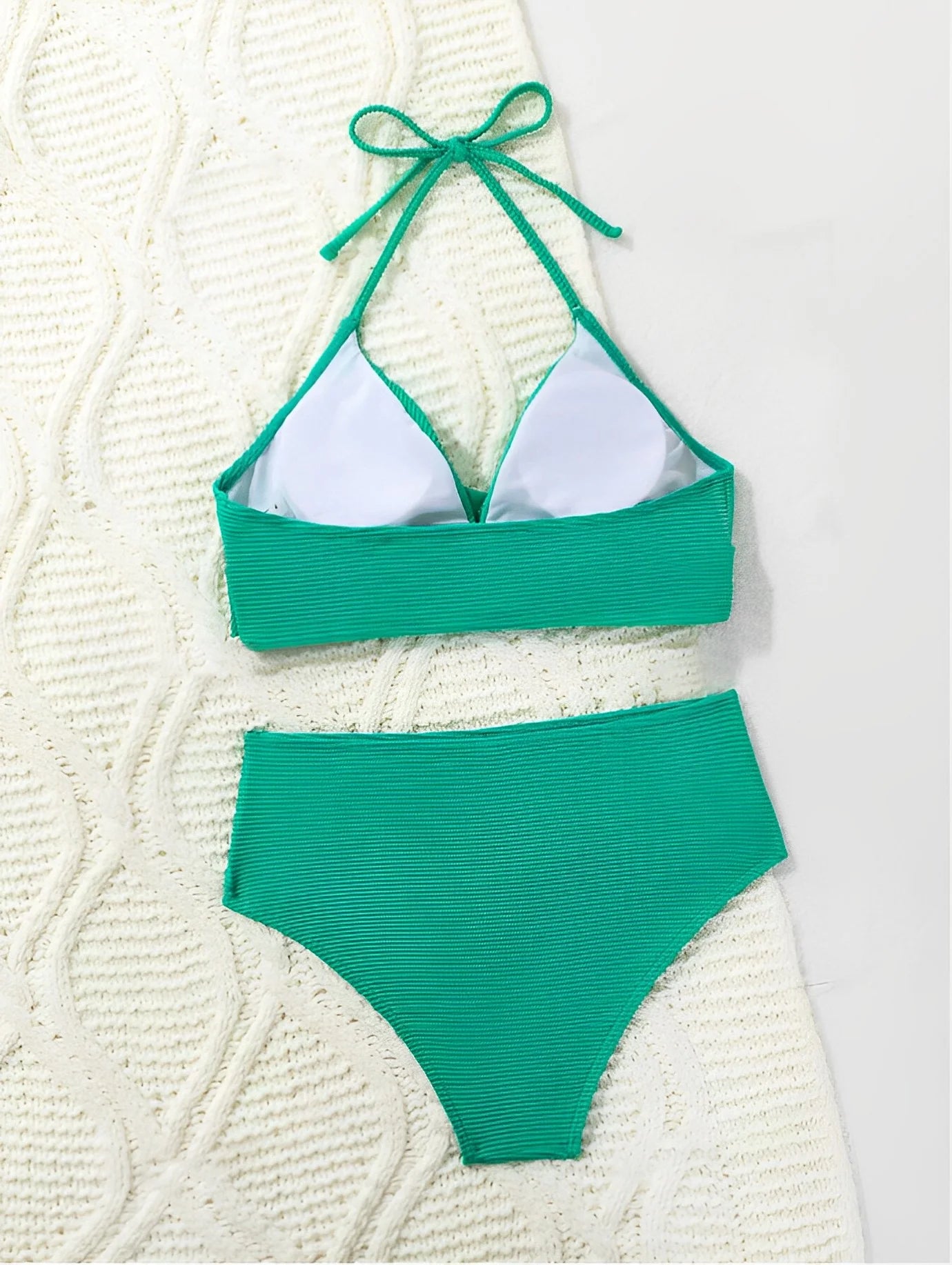 Sexy High Waist Bikini 2025 Women Halter Swimwear Female Swimsuit Solid Bathers Swimming Bathing Swim Suit Summer Beachwear