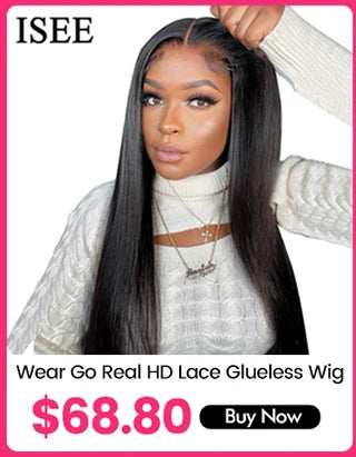 Wear And Go Glueless Human Hair ISEE Brazilian Straight Highlight Wig 6x4 HD Lace Glueless Preplucked Human Wigs Ready To Go