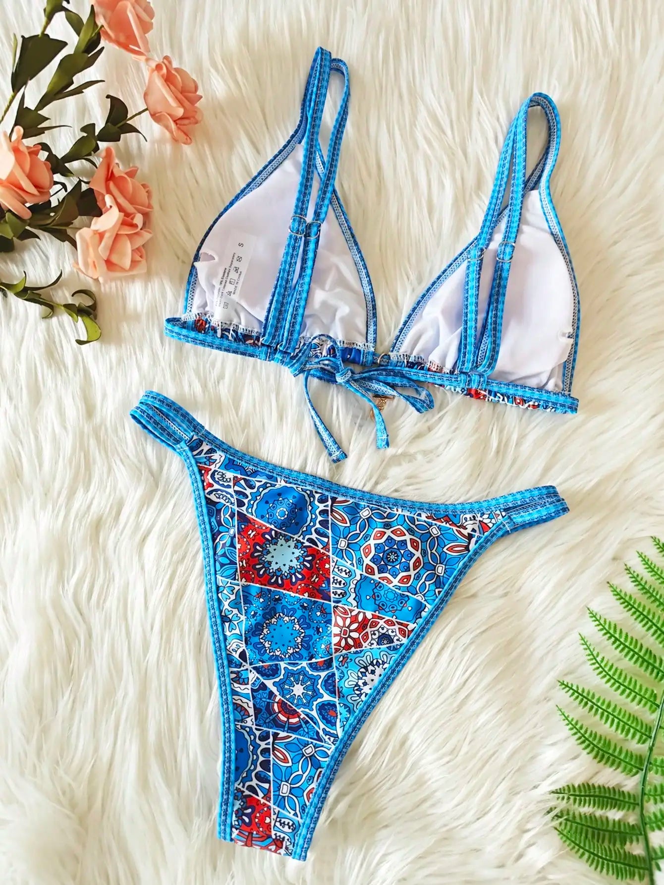 Two Piece Swimsuit Bikini Summer Fashion New Sexy Backless Printed Retro Women's Swimsuit