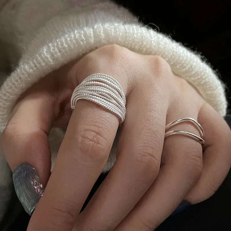 Fashion Ring Trendy Smooth Rings for Women Couple Vintage Geometric Handmade Rings Wedding Jewelry Gift e778