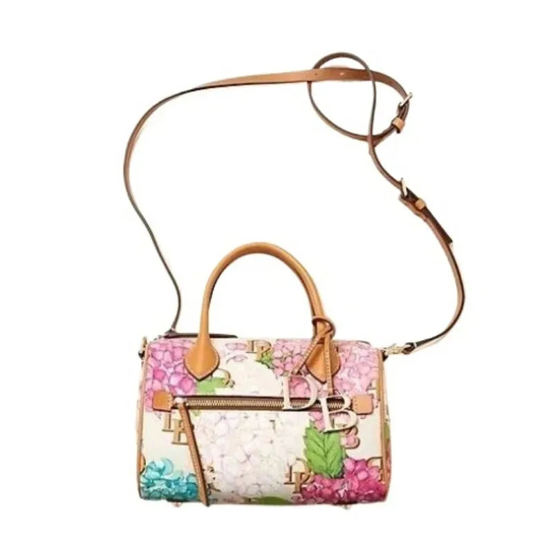 Fashion Brand Boston Bag Women 2024 Trend Flowers Print Letter Crossbody Bag High Quality Shoulder Pillow Bag New In Handbag