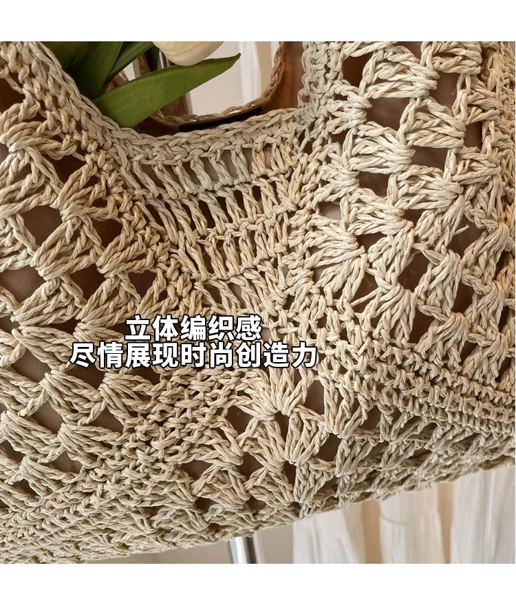 2025 New Fashion Popular Boho Woven Straw Handbag Summer Beach Crossbody Bag Fashion Knitted Purse Outdoor Leisure