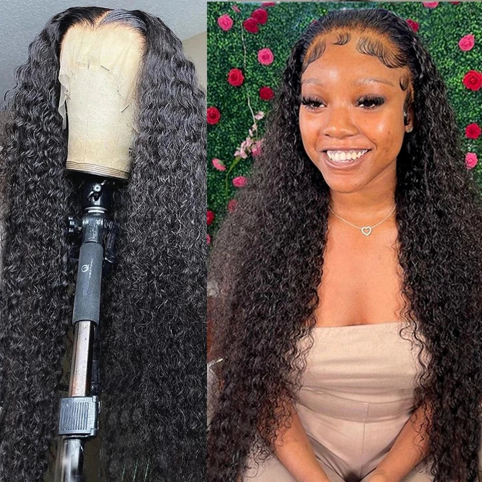 Deep Wave Human Hair Wig 13x4 4x4 Water Wave Transparent Lace Frontal Brazilian Virgin Pre Plucked 180% Density For Women