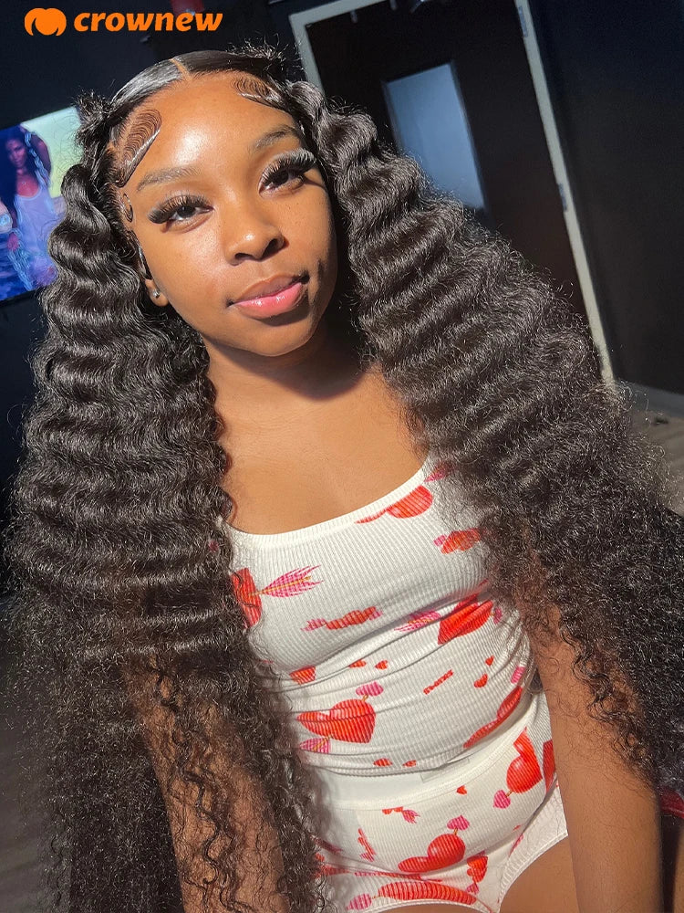 Deep Wave Frontal Wig 13X4 13x6 Hd Lace Frontal Wig Human Hair 200% Curly Lace Front Human Hair Wig Pre Plucked Human Hair Wigs