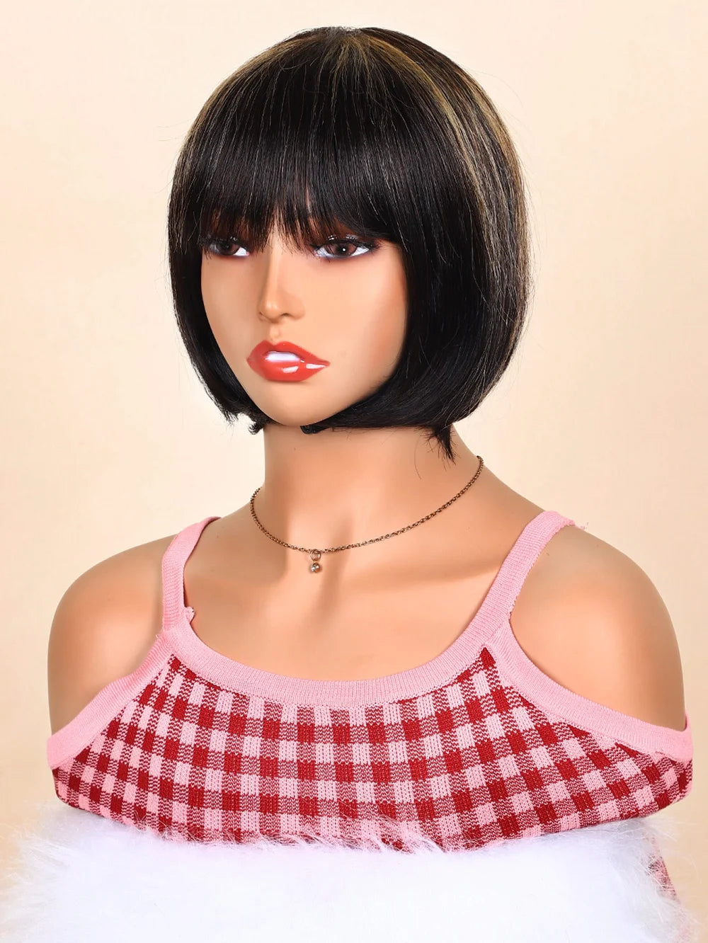 Straight Human Hair Wigs For Women Human Hair Straight Human Hair Bob Hair Wig With Bangs No Lace Fringe Wig Brazilian Hair Sale