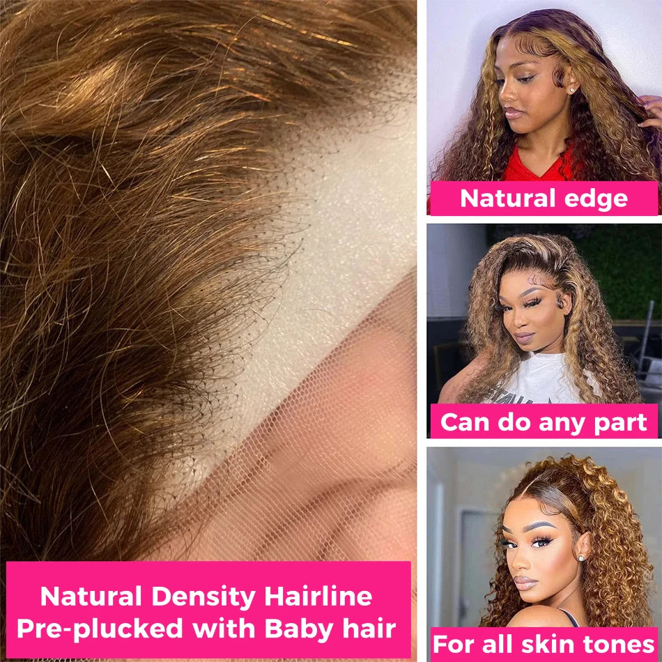 Highlight Wig Human Hair Deep Wave Frontal Wig 13x4 Water Wave Curly Lace Front Human Hair Wig For Women Colored Lace Wig