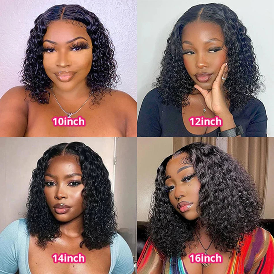 Wear And Go 13x4 Deep Wave Human Hair Short Bob Wigs For Women Ready To Go Glueless Kinky Curly Lace Front Wig Pre Cut No Lace