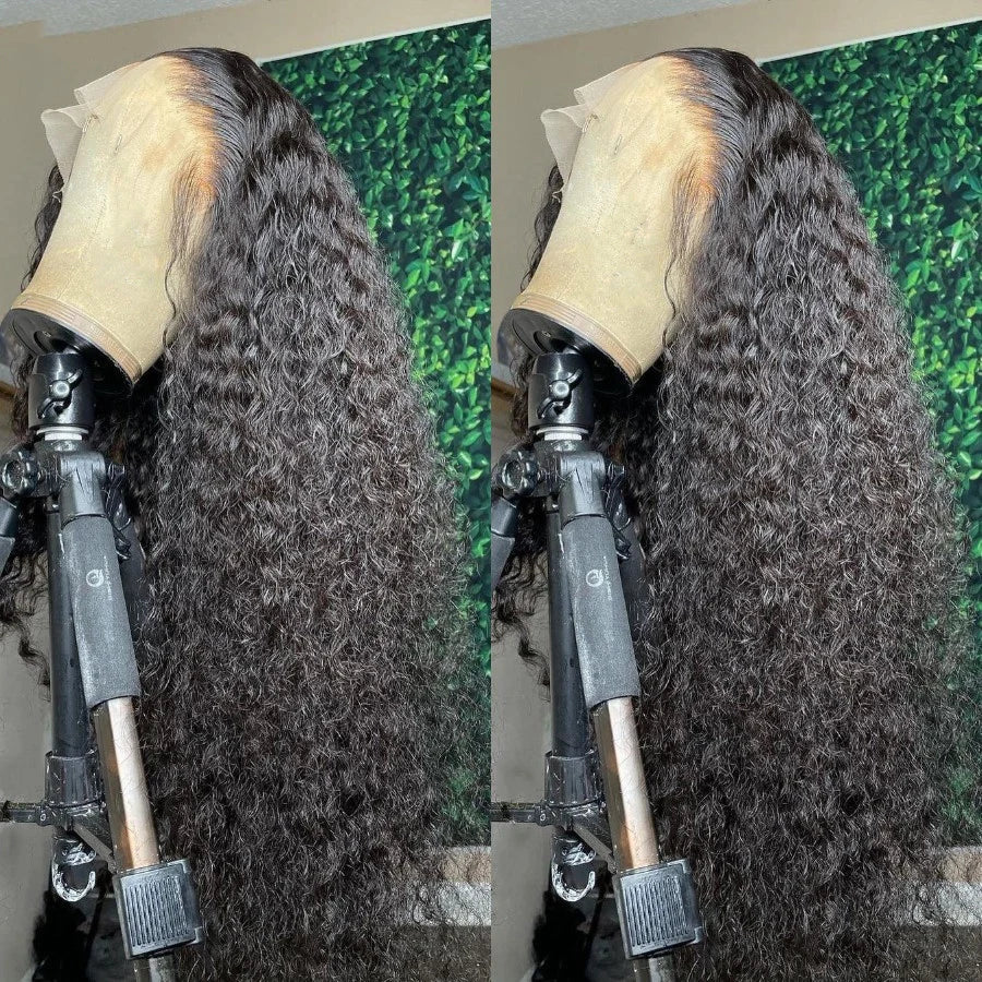 Deep Wave Human Hair Wig 13x4 4x4 Water Wave Transparent Lace Frontal Brazilian Virgin Pre Plucked 180% Density For Women